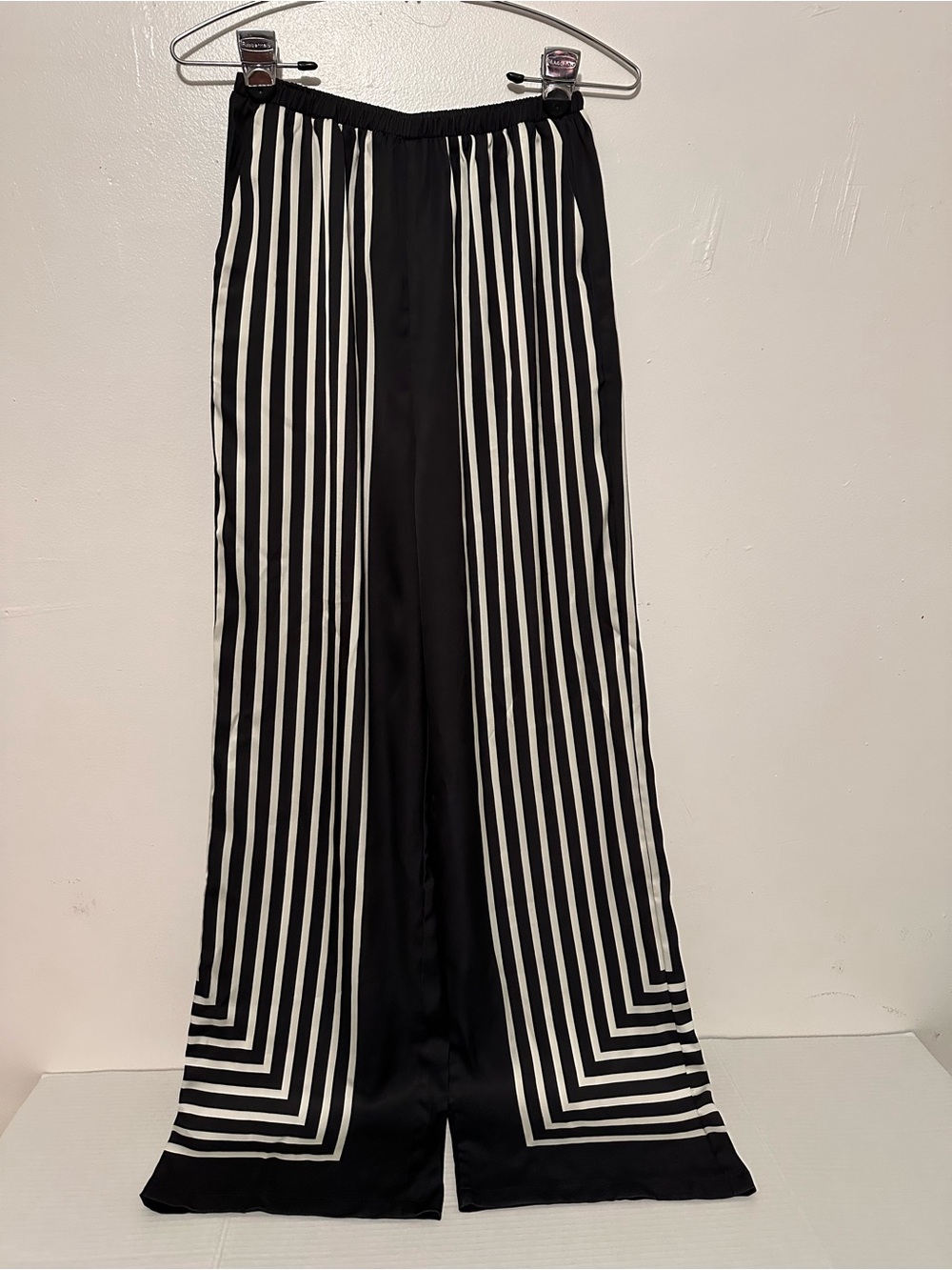 Commense Black & White Striped Wide-Leg Pants